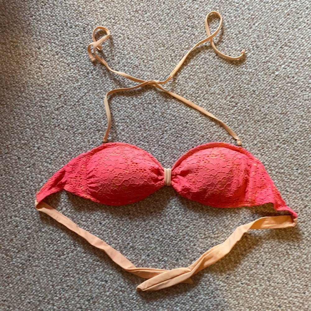 Pink eyelet bandeau bathing suit